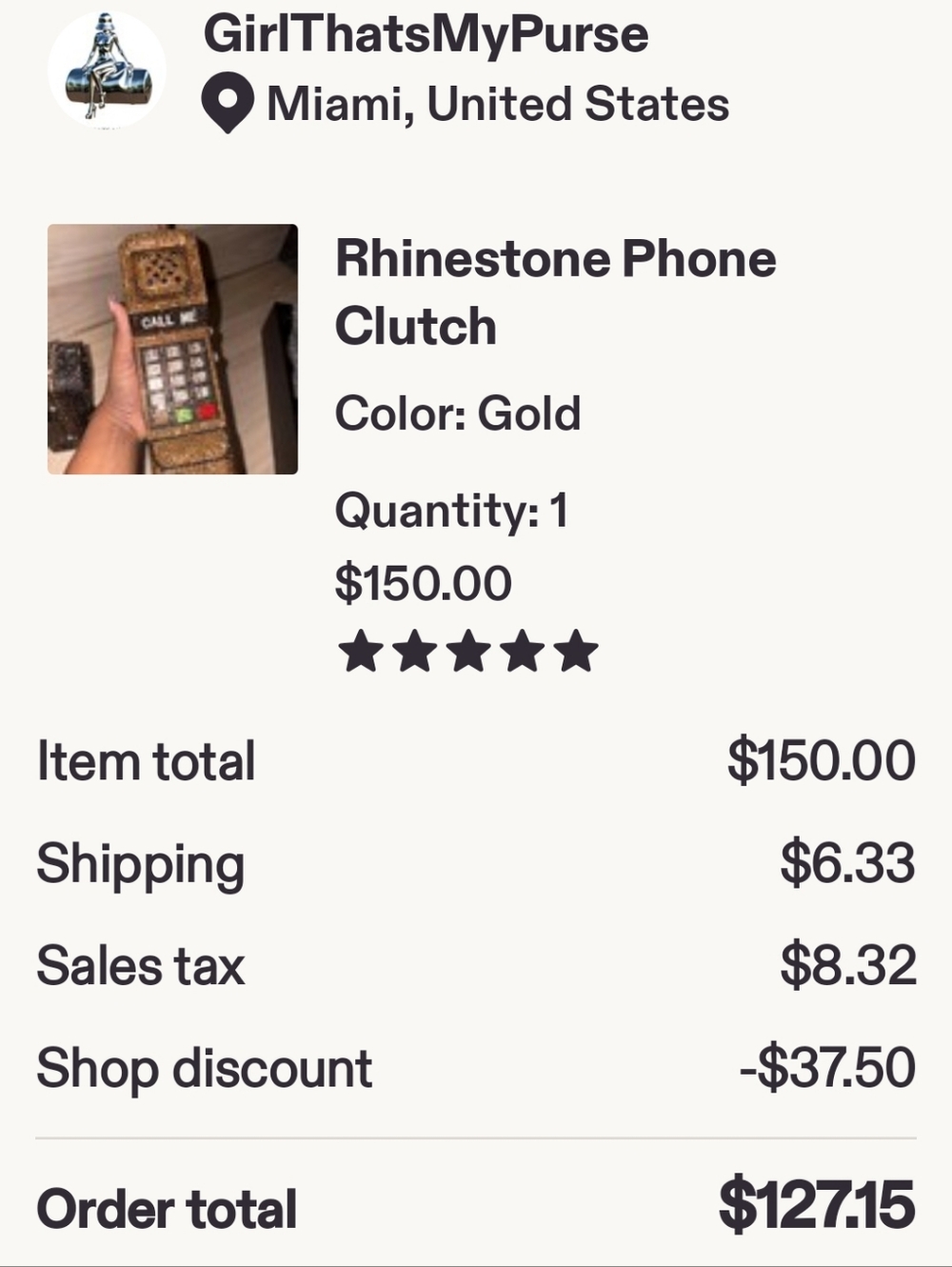 Gold Rhinestone Retro Cell Phone Handbag - Picture 5 of 5